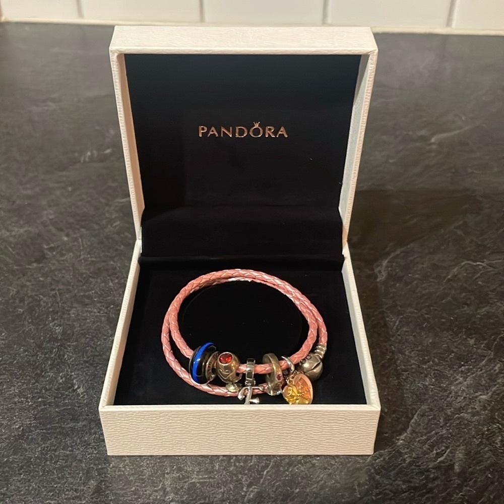 Pink Leather Pandora Bracelet